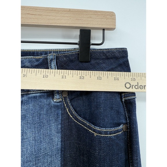 Cabi Jeans Womens 6 Blue High Low Crop Two Tone Stripe #6281 - Picture 5 of 9